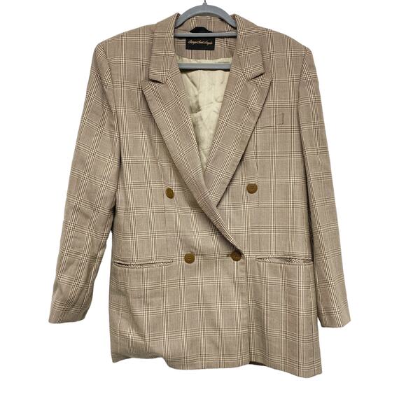 Vintage Giorgio Saint Angelo Womens Size 12 Houndstooth Plaid Wool Blazer - Picture 1 of 6